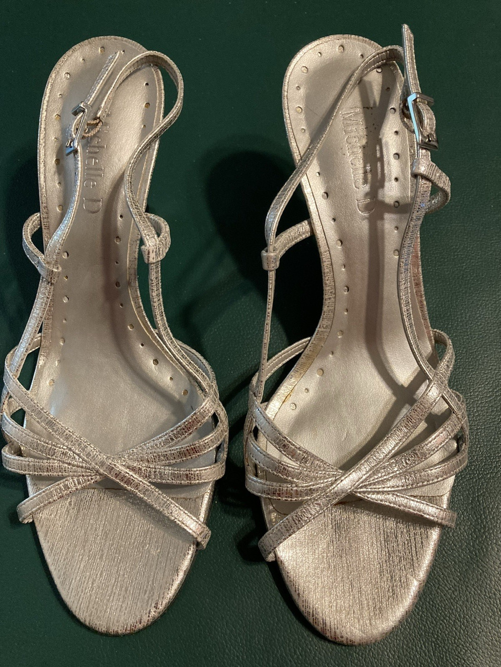 Michelle D Hi Heel Open Toe Leather Sandals Womens Size 8M Made In Brazil